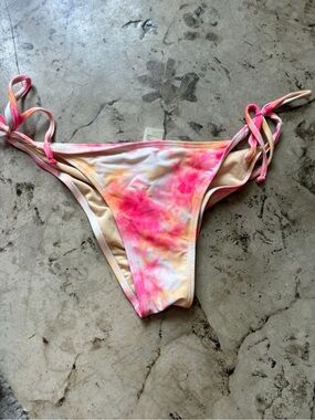 Tie-Dye Pink & Orange Ruched Bikini Bottom